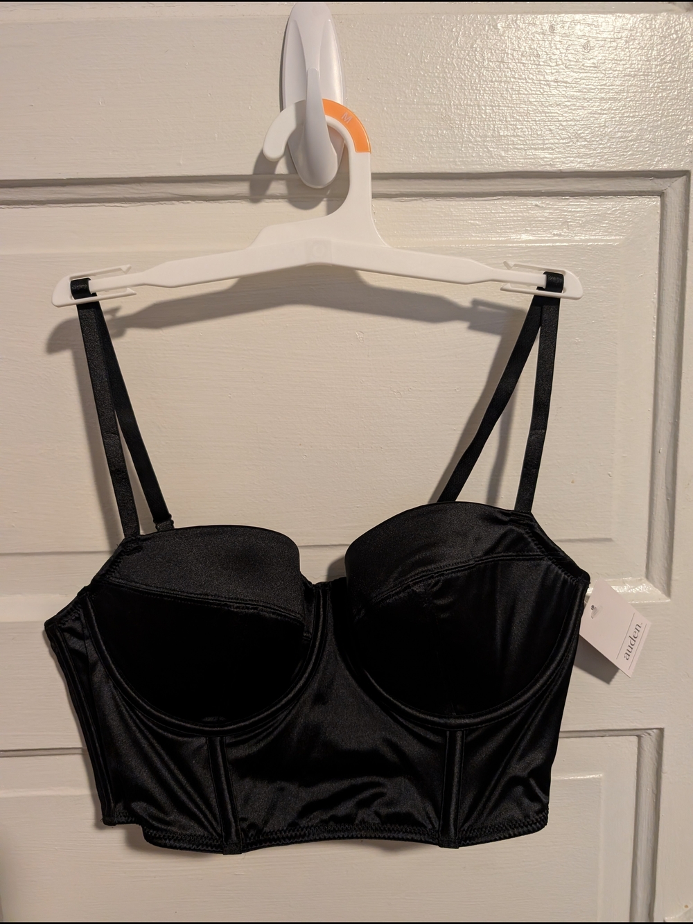 Auden Black Longline Bustier Bra Corset Top with Adjustable Straps Medium